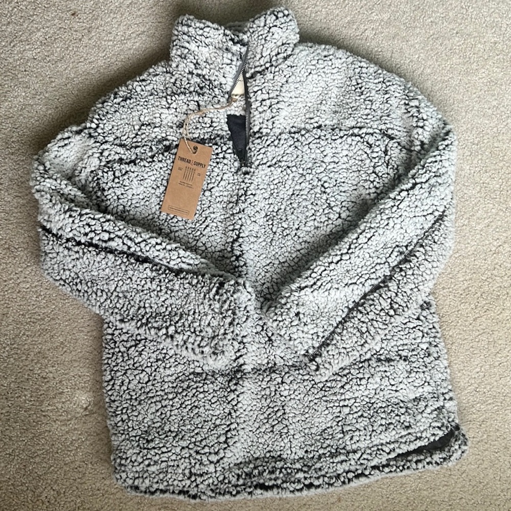 Gray fuzzy half zip